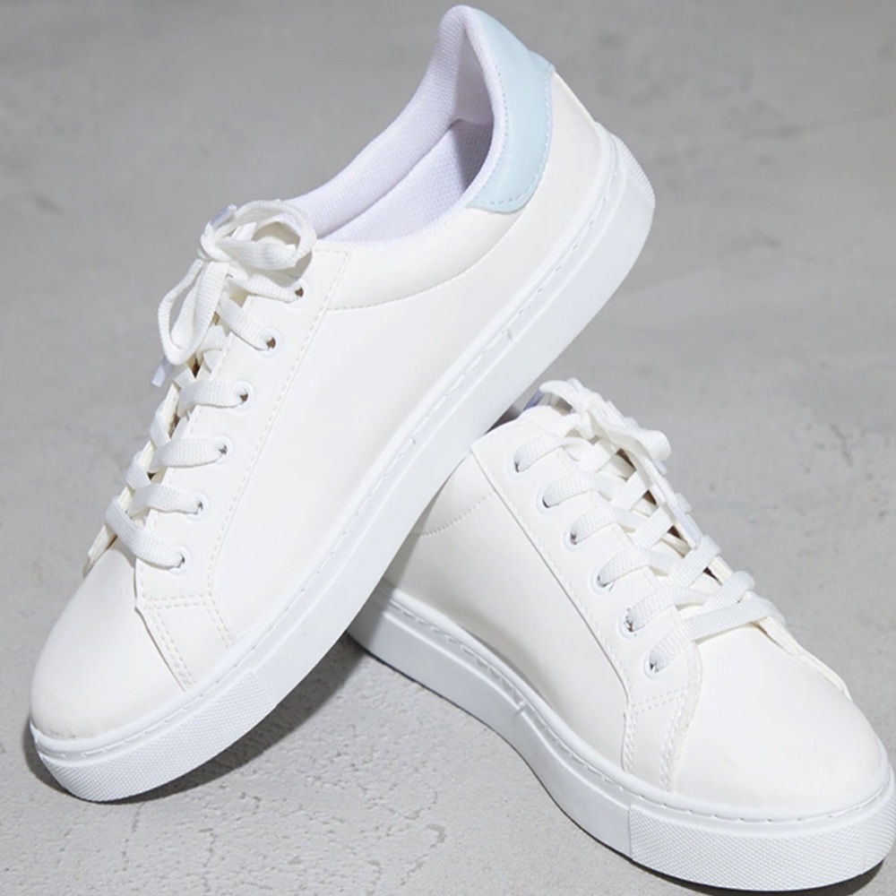 Baby Blue Basic Lace Up Sneakers